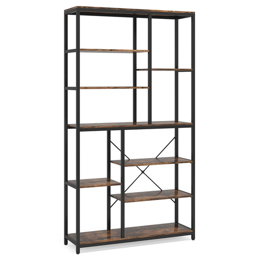 Tribesigns 9 Tier Industrial Bookcase With Open Shelves