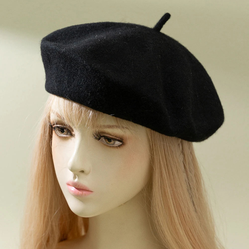 Womens Wool Beret Fashion Retro Artist Hat For Everyday Wear