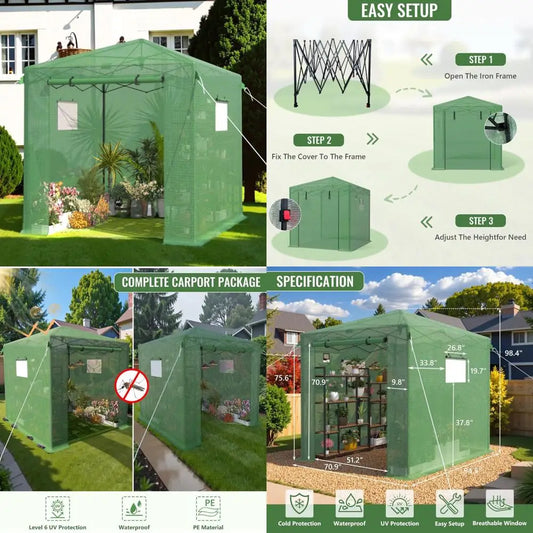 Portable Walk In Greenhouse With Roll Up Door
