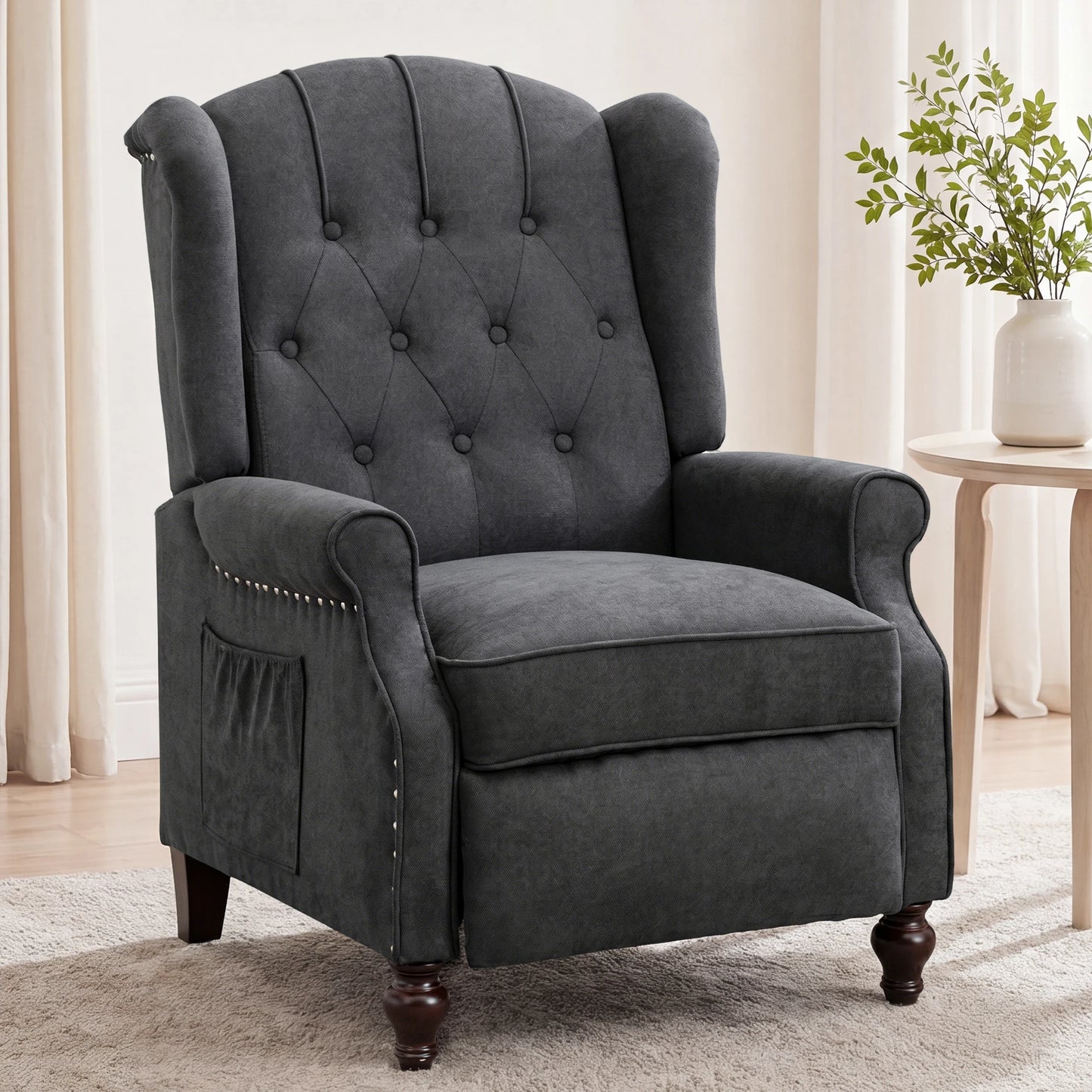 Tcgbkaf Mid Century Wingback Recliner With Heated Massage