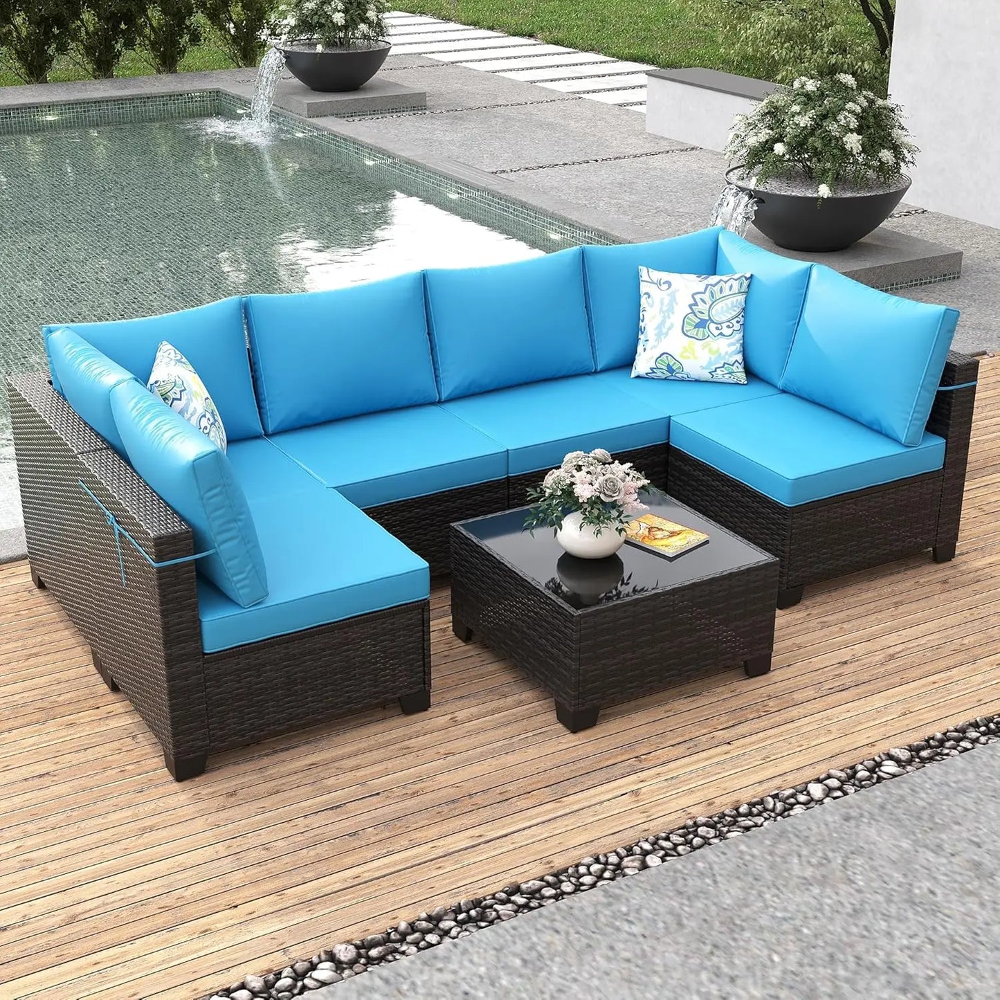 HUANZHUANG Outdoor Wicker Patio Furniture Set With Fire Pit