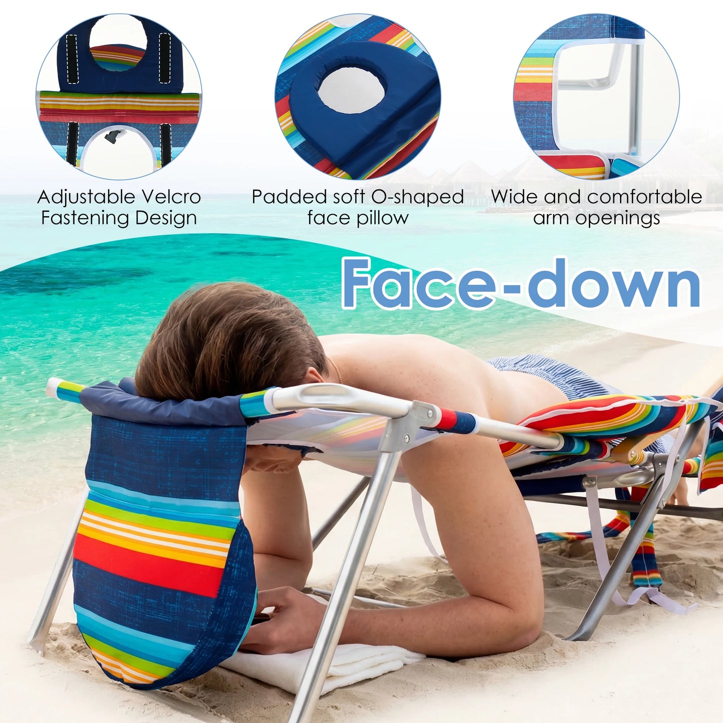 TCGBKAF Backpack Beach Chair With 5 Position Footrest And Straps