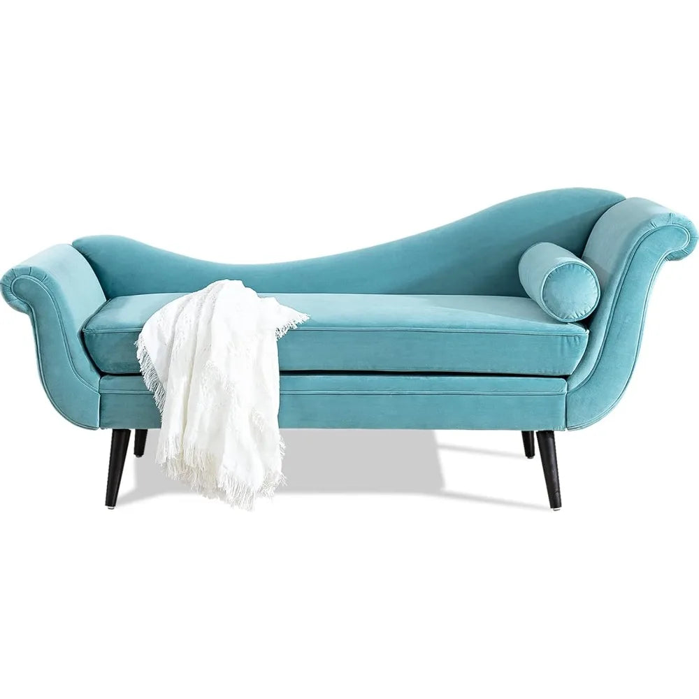 HUANZHUANG Velvet Chaise Lounge Indoor With Scroll Arms