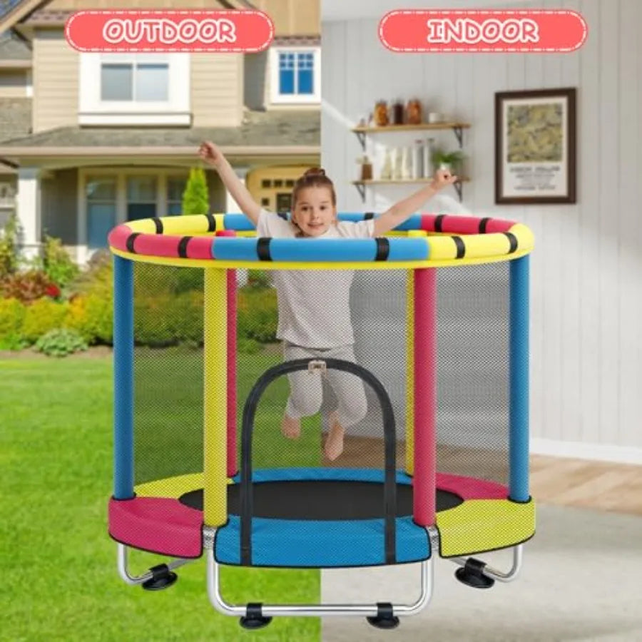 Indoor Outdoor Trampoline With Safety Enclosure Net For Toddlers
