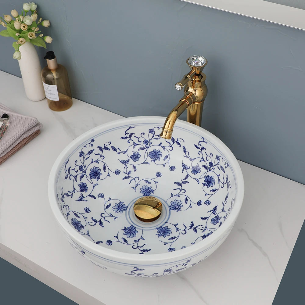 Torayvino ZAPPO Ceramic Round Bathroom Basin Sink Faucet