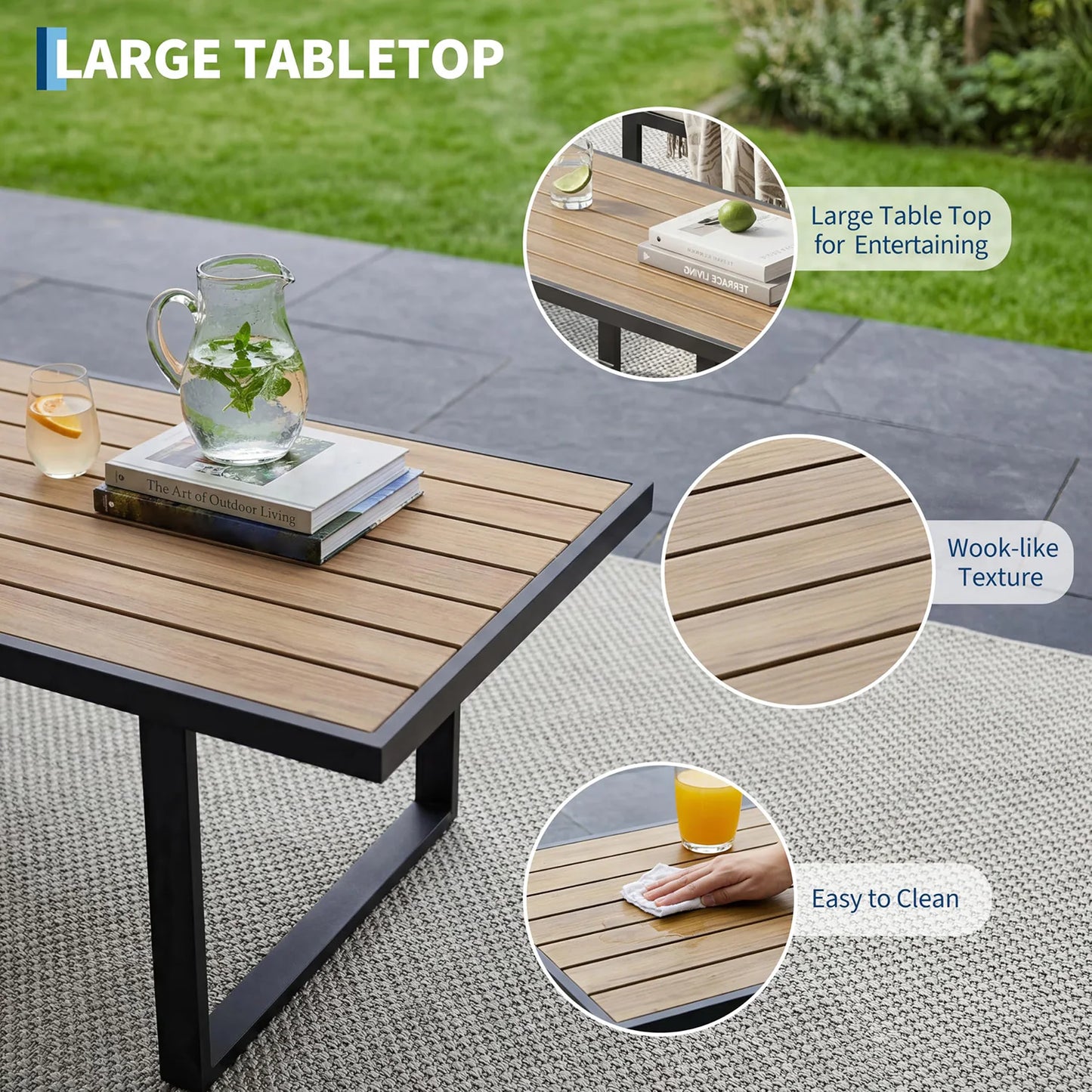 HobbyLane Modern Outdoor Patio Furniture Set Conversation Sofa Coffee Table