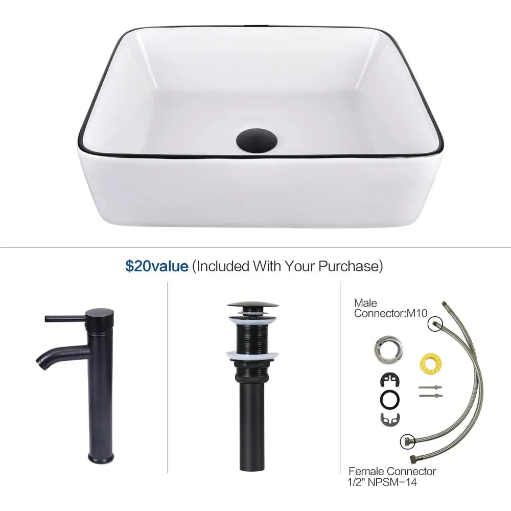 HUANZHUANG Rustic Bathroom Vanity With Ceramic Vessel Sinks