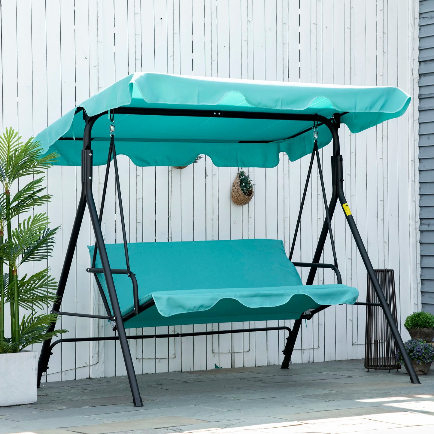 Outsunny Porch Swing Hammock Bench Chair With Adjustable Canopy
