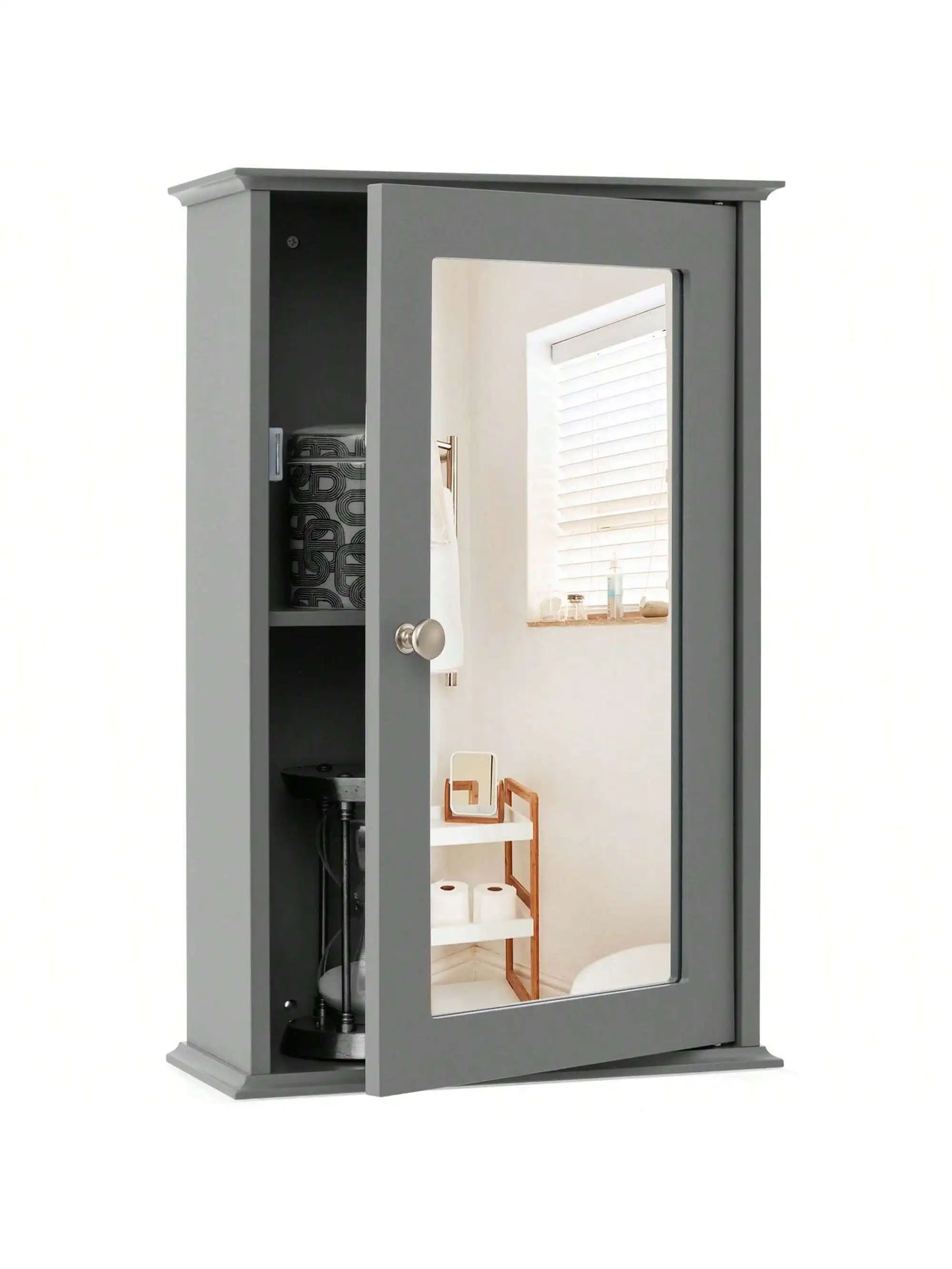 Lifezeal Bathroom Wall Cabinet Mirror Door Medicine Cabinet Wood Shelf