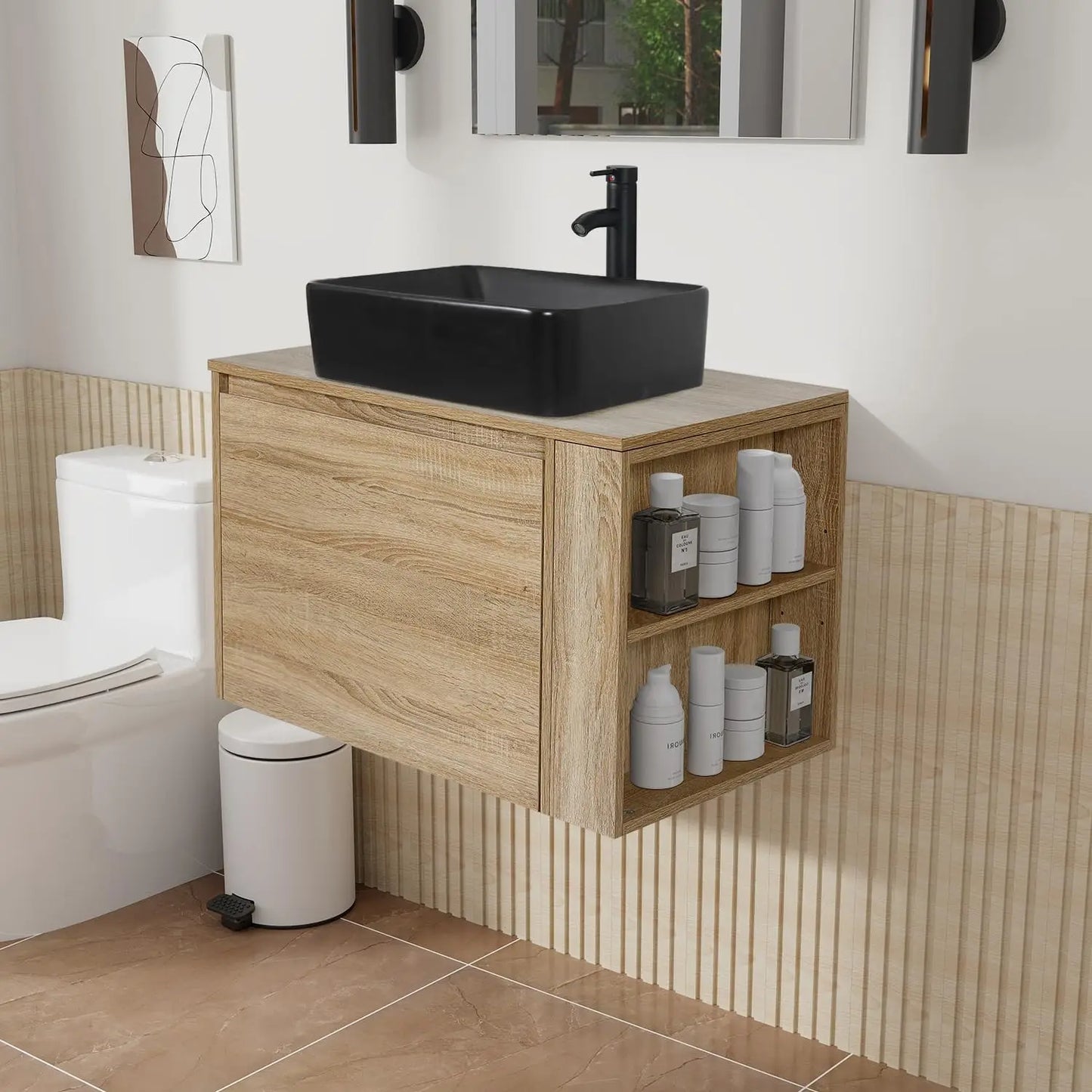 Capacity 30 Inch Wall Mounted Vanity Gold Boat Vessel Sink