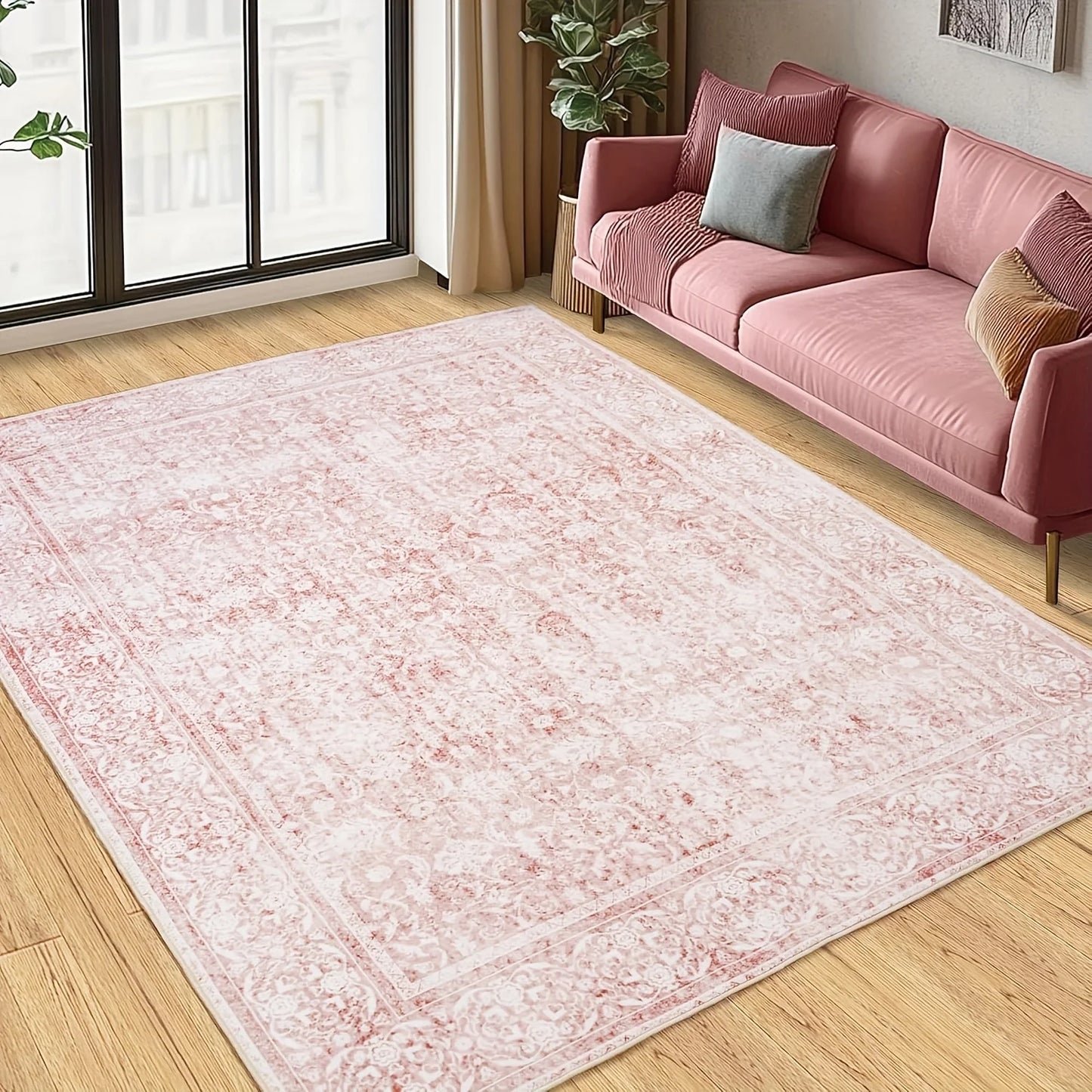 NONEDesign Floral Area Rug for Living Room Washable Vintage Style
