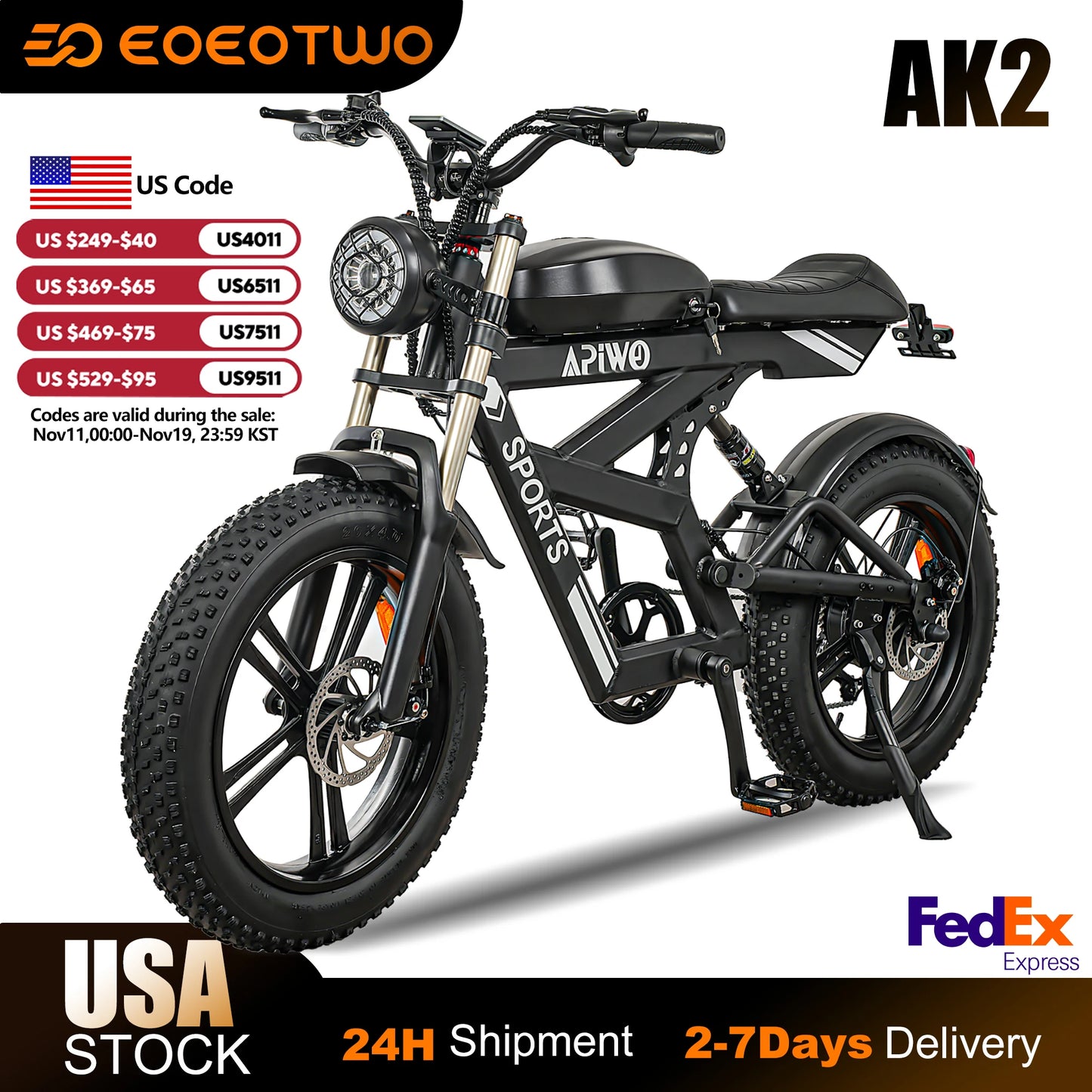 Electric Fat Tire Bike 1500W Peak 35MPH 7 Speed
