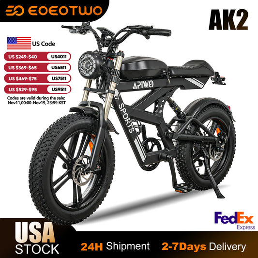 Electric Fat Tire Bike 1500W Peak 35MPH 7 Speed