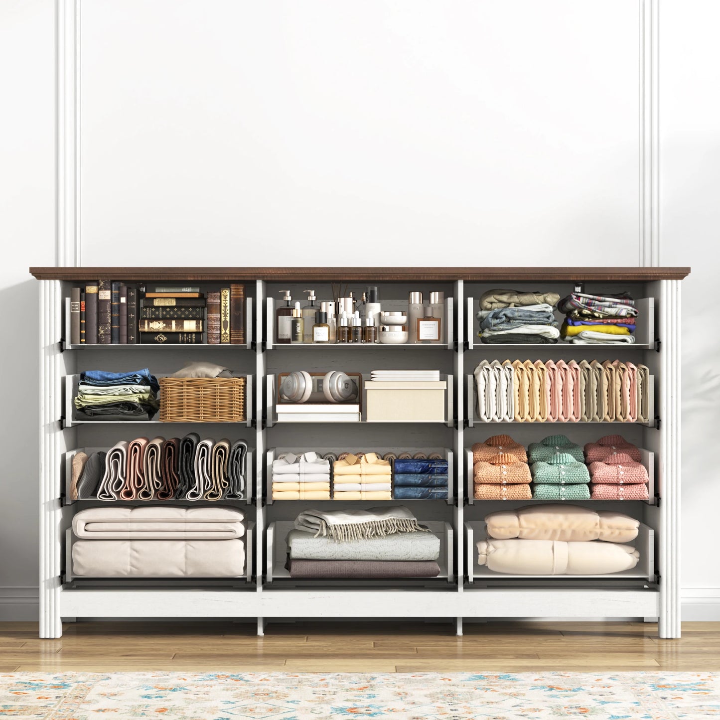 QiaoShiRen 12 Drawer Dresser Modern Wood Storage Chest