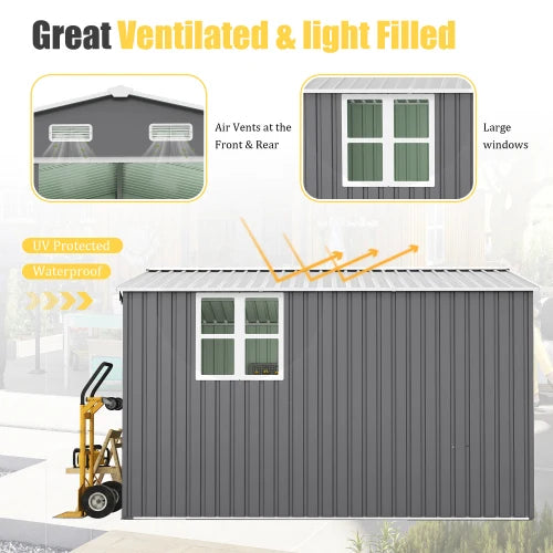 Heavy Duty Metal Outdoor Storage Shed With Lockable Door