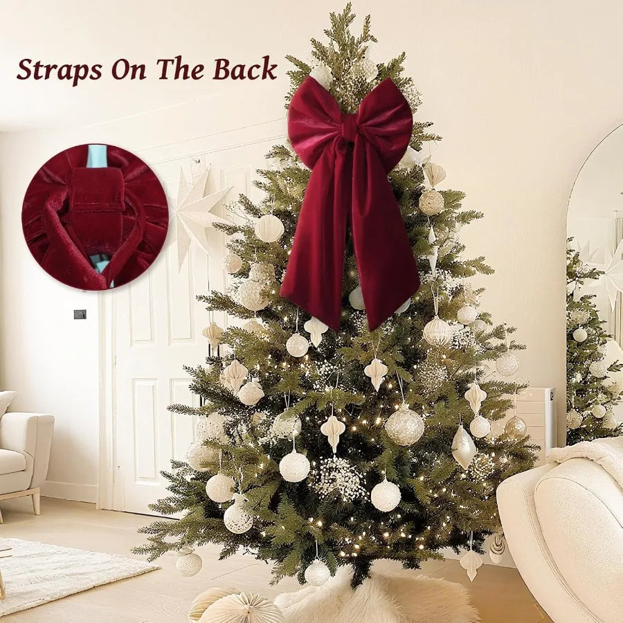 Velvet Christmas Tree Topper Indoor Outdoor Use 6 Piece Set