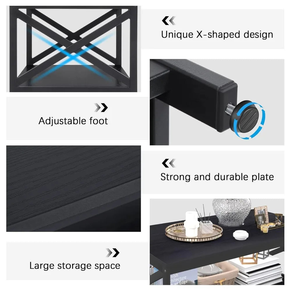 Industrial X-Design 3-Piece Coffee Table Set With End Tables