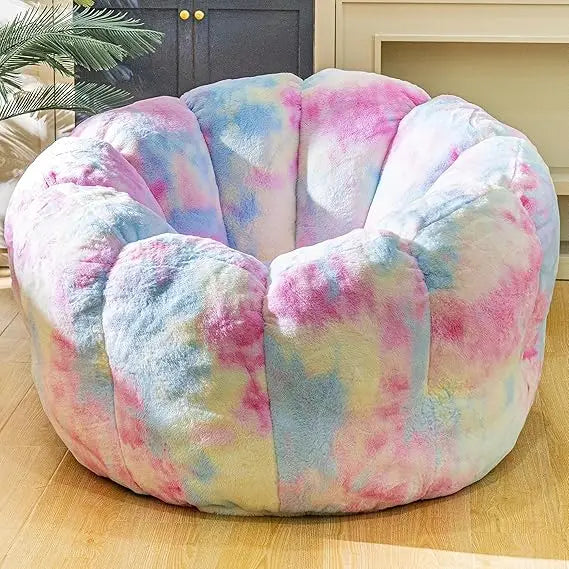 Bean Bag Chair With Filler Faux Fur Memory Foam Lounge Chair Petal Armrest For Bedroom Living Room Dorm