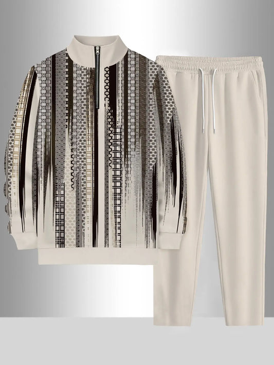 Men's European American Sports Knit Top and Pants Set