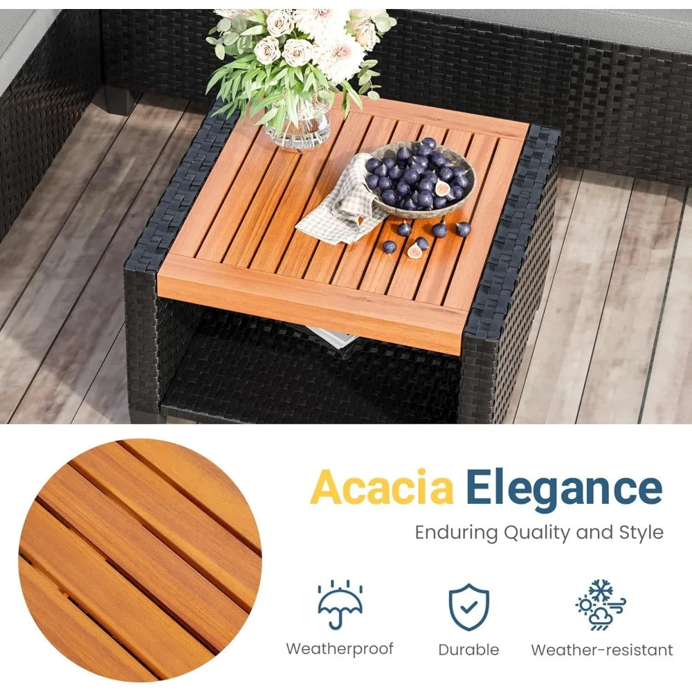 HUANZHUANG Wisteria Lane 3 Piece Rattan Outdoor Patio Set