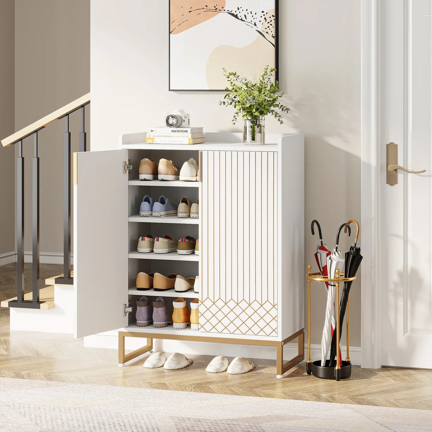 Tribesigns 5-Tier Shoe Cabinet With Doors