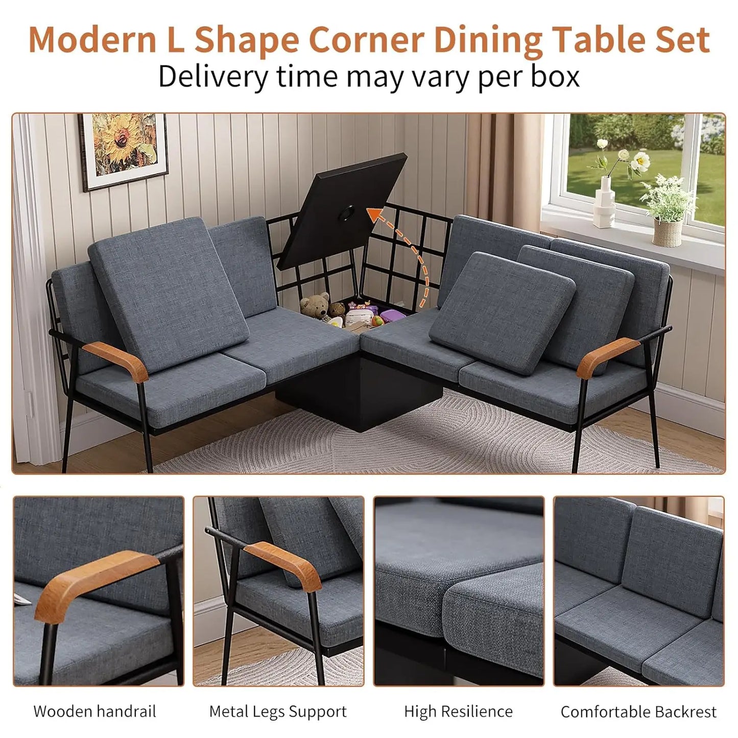 Corner Dining Set With Folding Table And Storage Bench 3 Piece