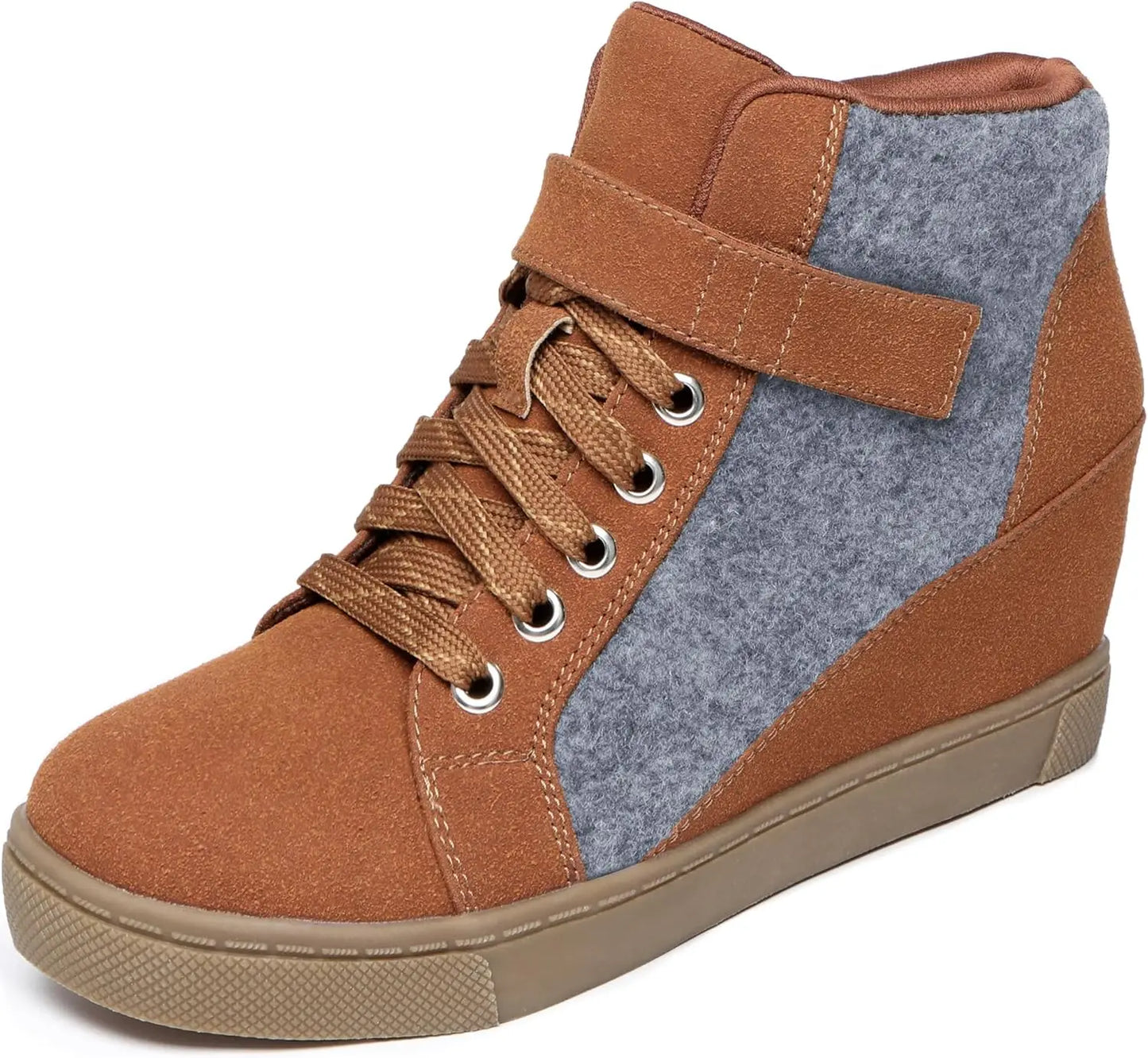 Women's Lace Up Wedge Sneakers High Top Ankle Boots