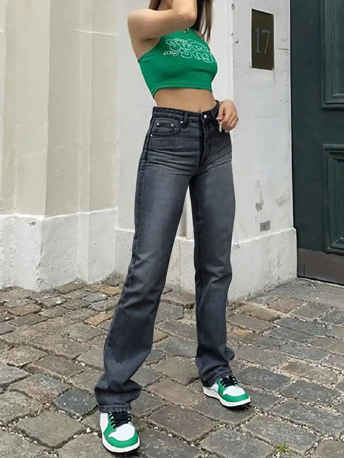 Women High Waist Stretch Straight-Leg Denim Jeans Classic