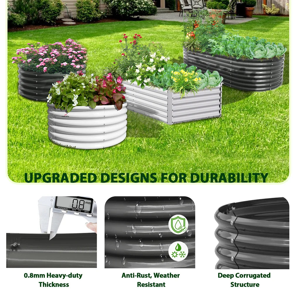 Tramull Galvanized Oval Raised Garden Bed Planter