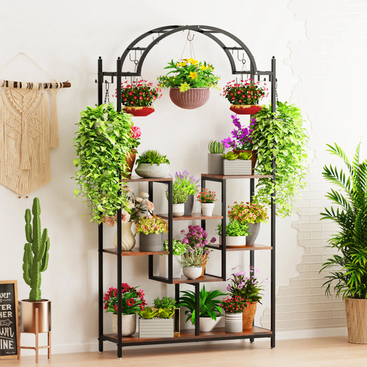 BINGOPAW Tall 5 Tier Indoor Plant Stand Arched Metal Shelf