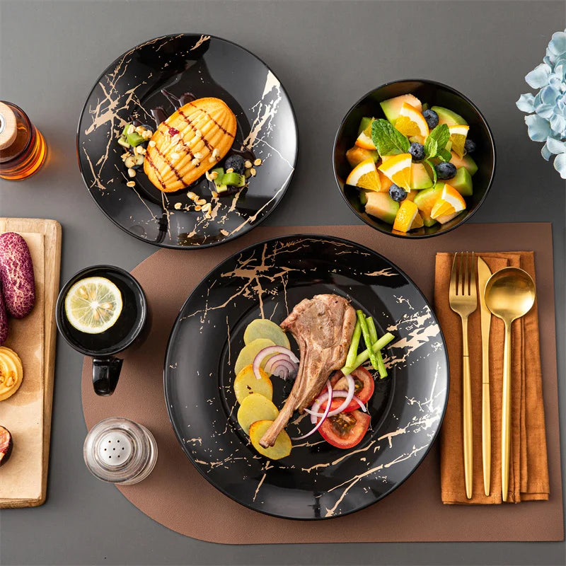 Porcelain Dinnerware Set With Plates Bowls And Coffee Cups