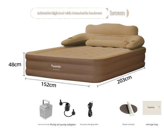 Air Mattress With Headboard Inflatable Bed With Electric Pump