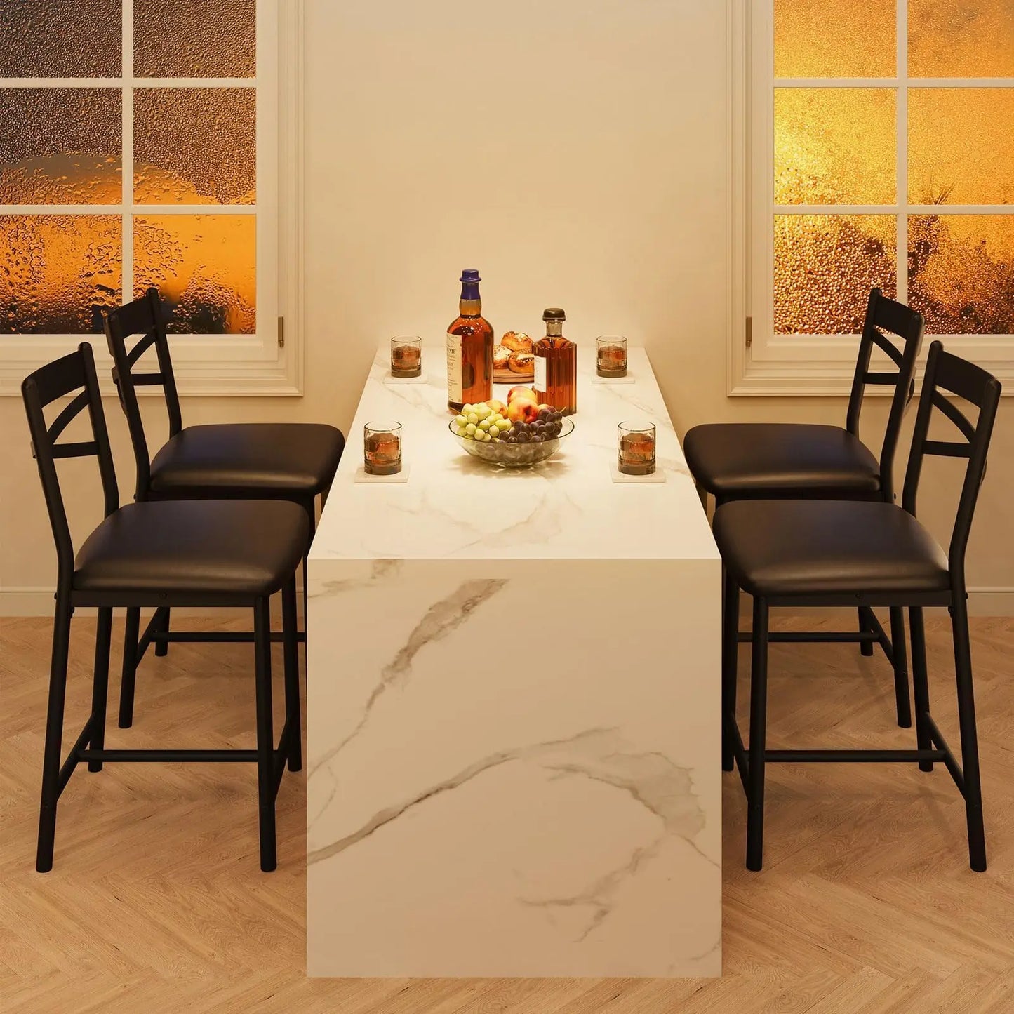 Modern Counter Height Bar Stools With Thick Cushioned Seats