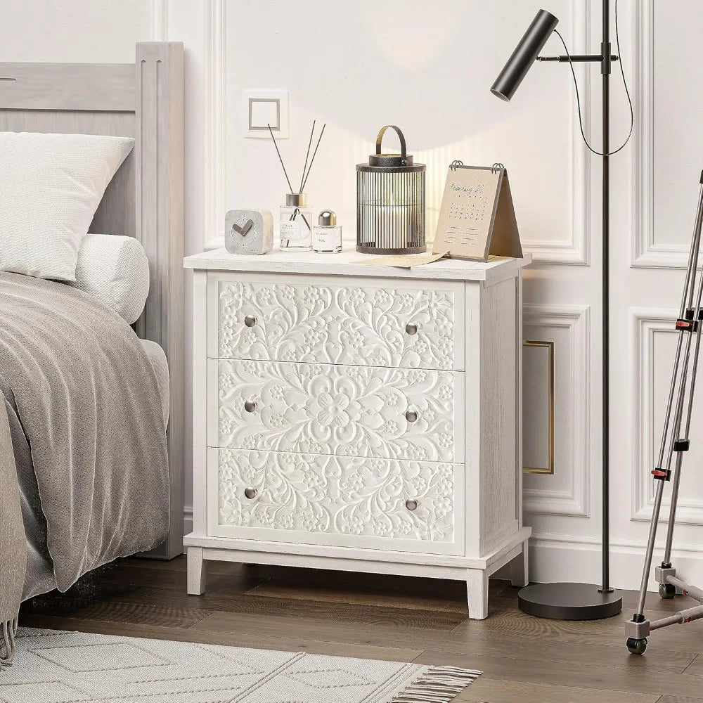 3-Drawer Flower Motif Dresser, Fully Assembled