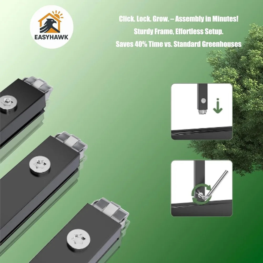 Cover Outdoor Walk-In Polycarbonate Greenhouse with Quick Assembly