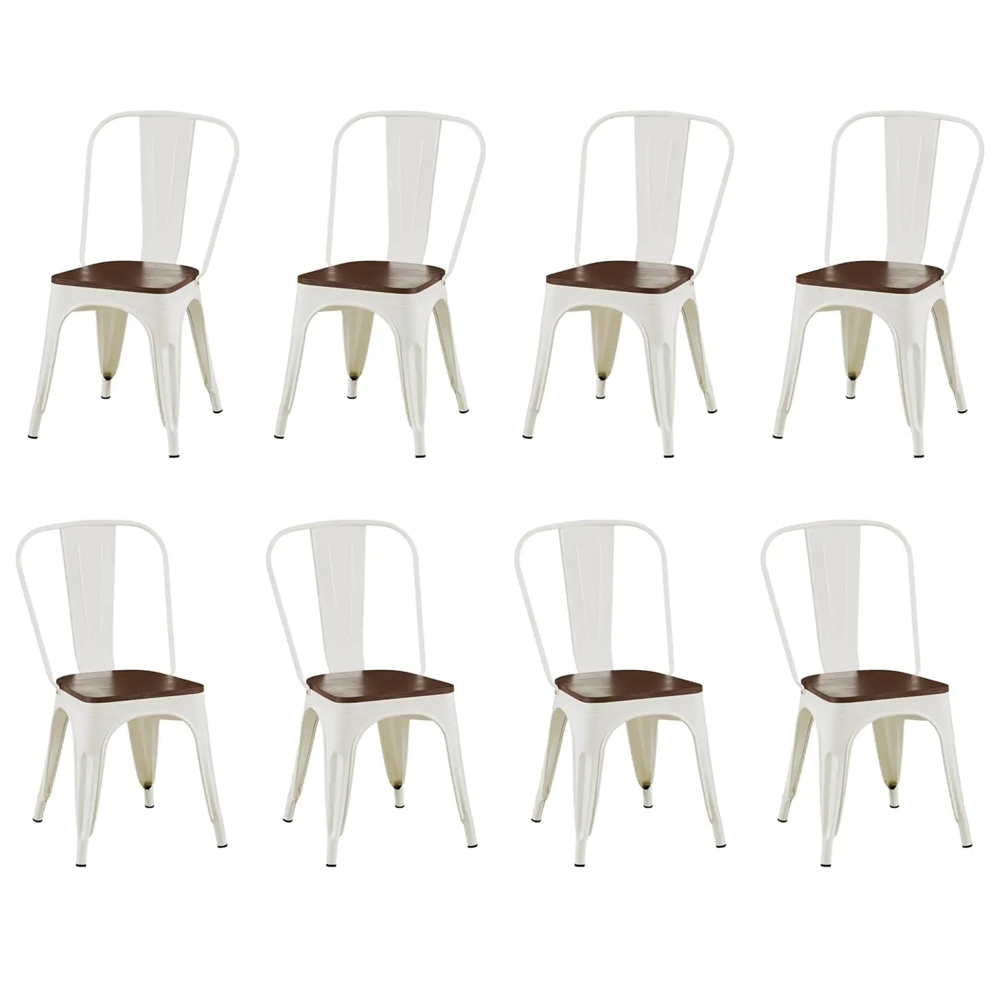 Industrial Metal Dining Chairs Set Of 8 Stackable High Back