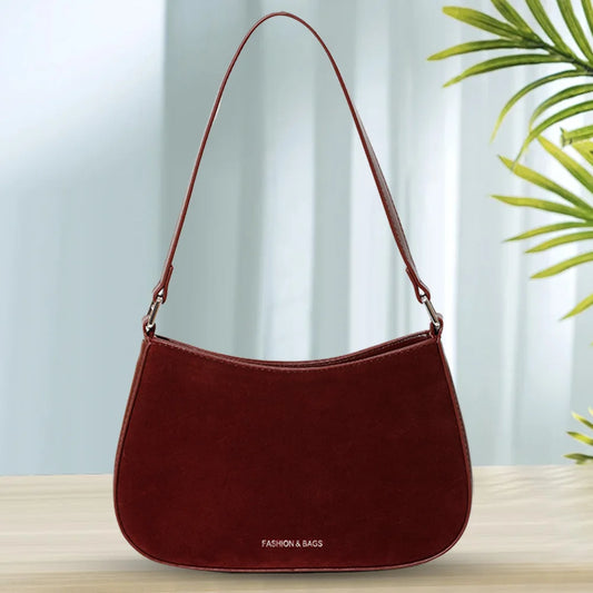 Women Faux Suede Shoulder Bag Elegant Purse For Everyday