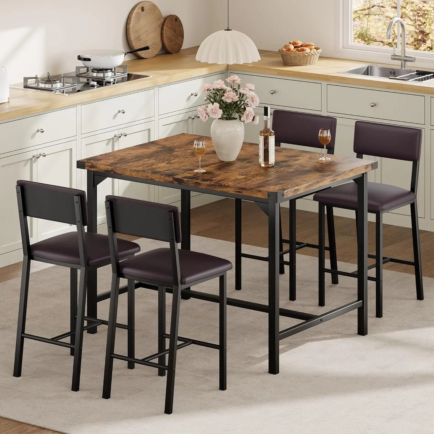 HiMISS Dining Table Set With Upholstered Chairs