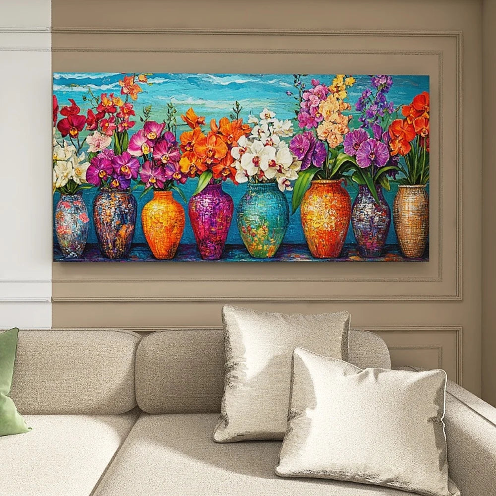 Hign-concerned Pine Wood Frame Canvas Wall Art For Living Room