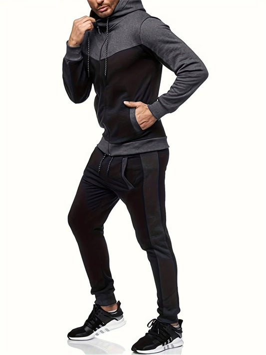 Autumn And Winter Men's Hooded Cardigan Set For Leisure Wear