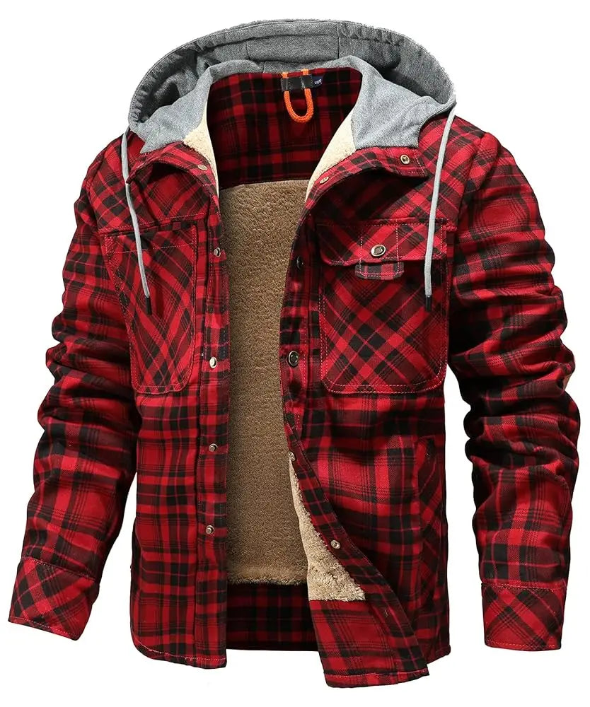 Fujian Men's Hooded Winter Jacket Sherpa Lined