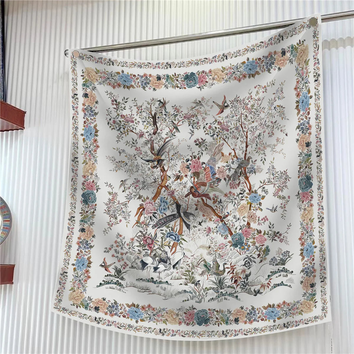 Floral Silk Twill Square Scarf Hijab Shawl For Women