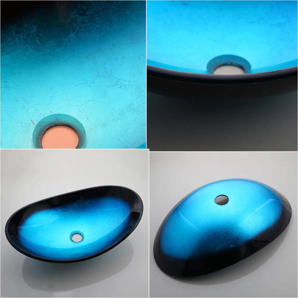 KEMAIDI Tempered Glass Vessel Sink With Waterfall Faucet