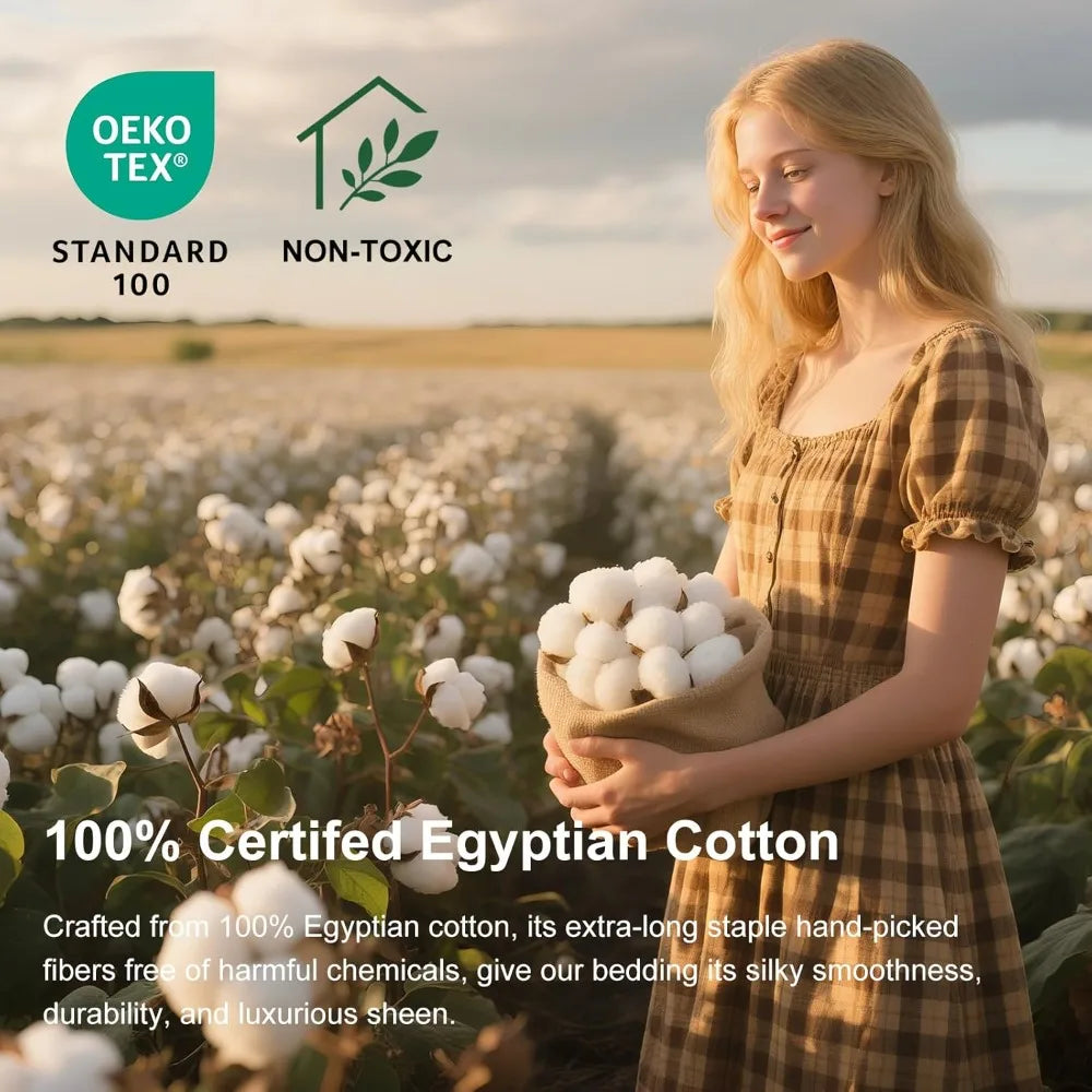 Ivellow Egyptian Cotton Sheets Set 1200 Thread Count