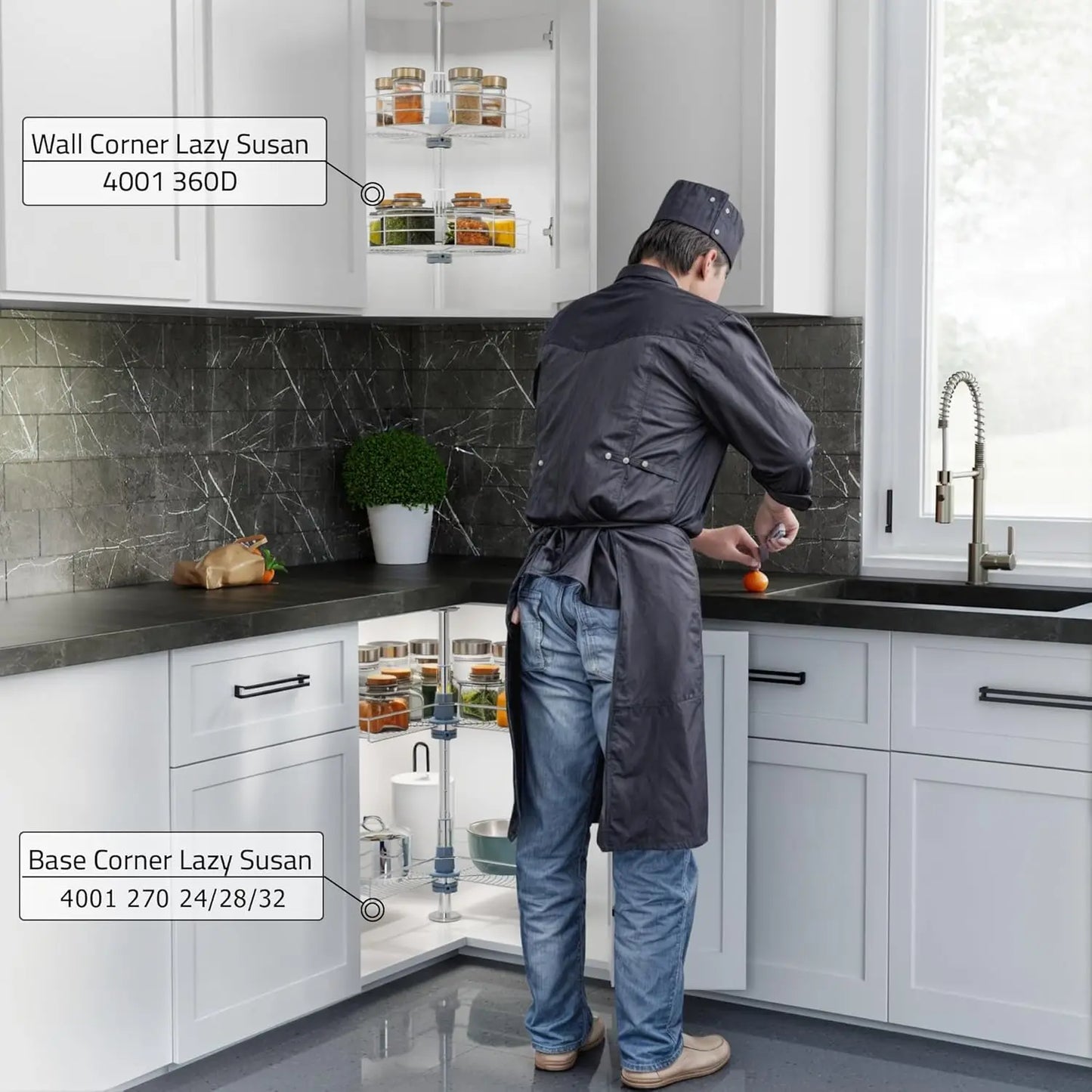 Kidney Shape 270 Degree Lazy Susan For Kitchen Corner Cabinets