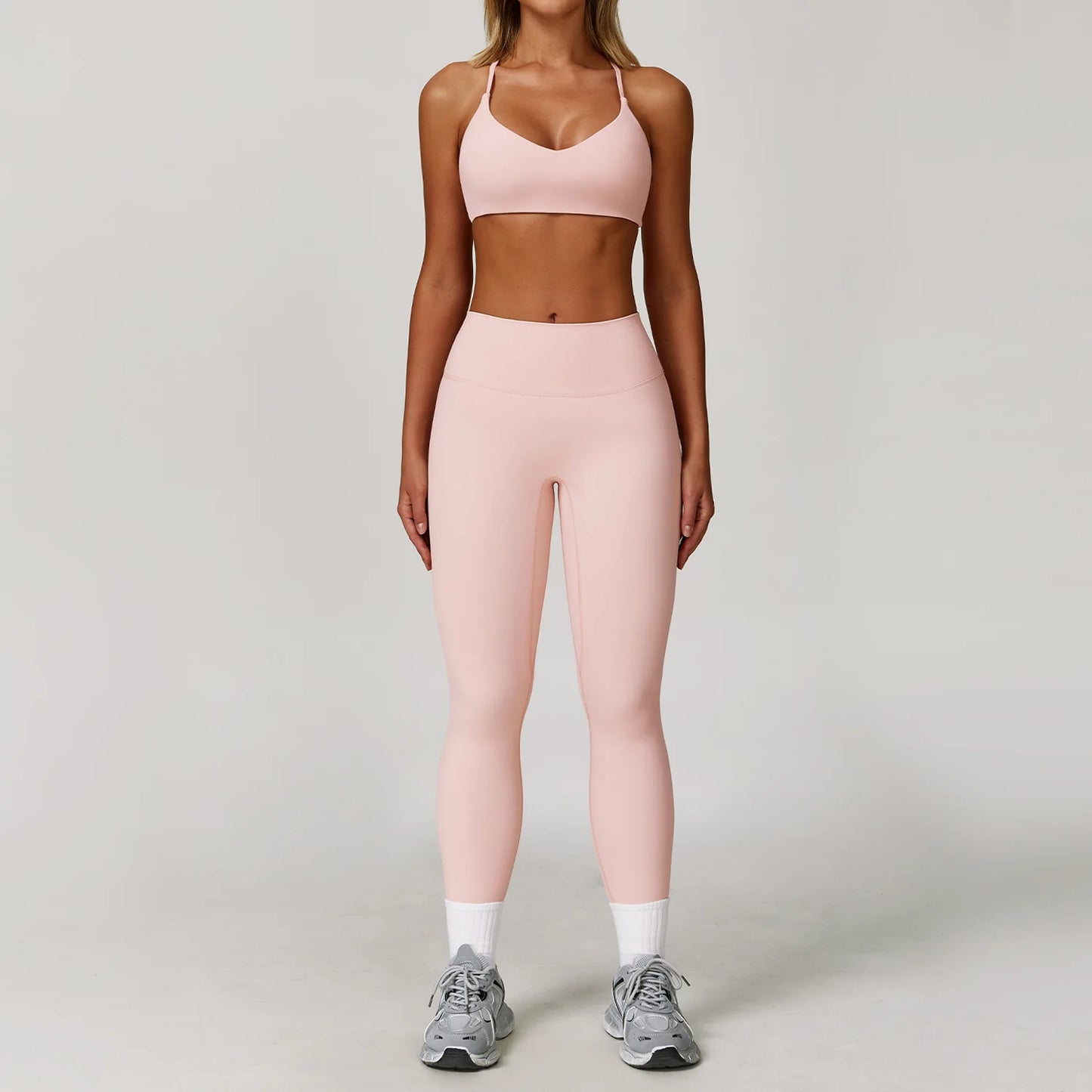 NONECN Womens Yoga Set 2 Piece Sportswear With High Waist Leggings