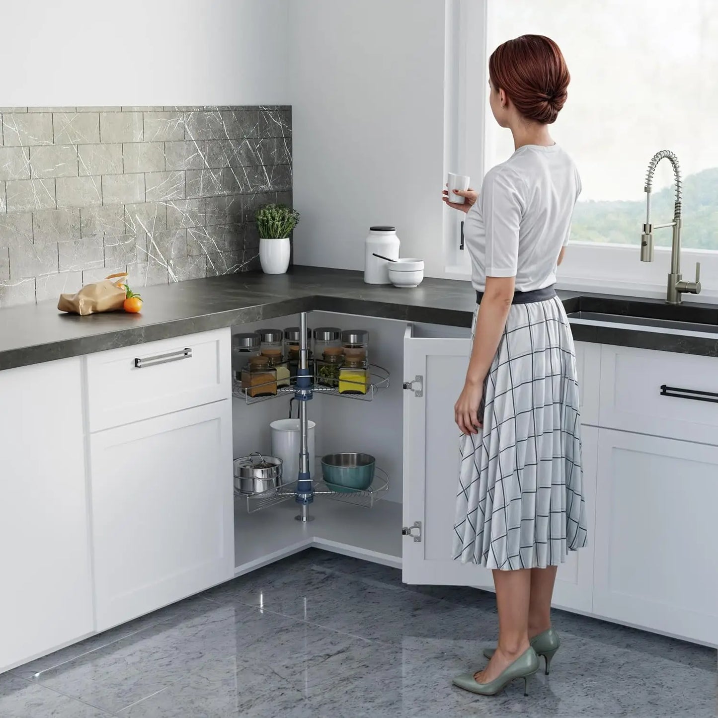 Kidney Shape 270 Degree Lazy Susan For Kitchen Corner Cabinets