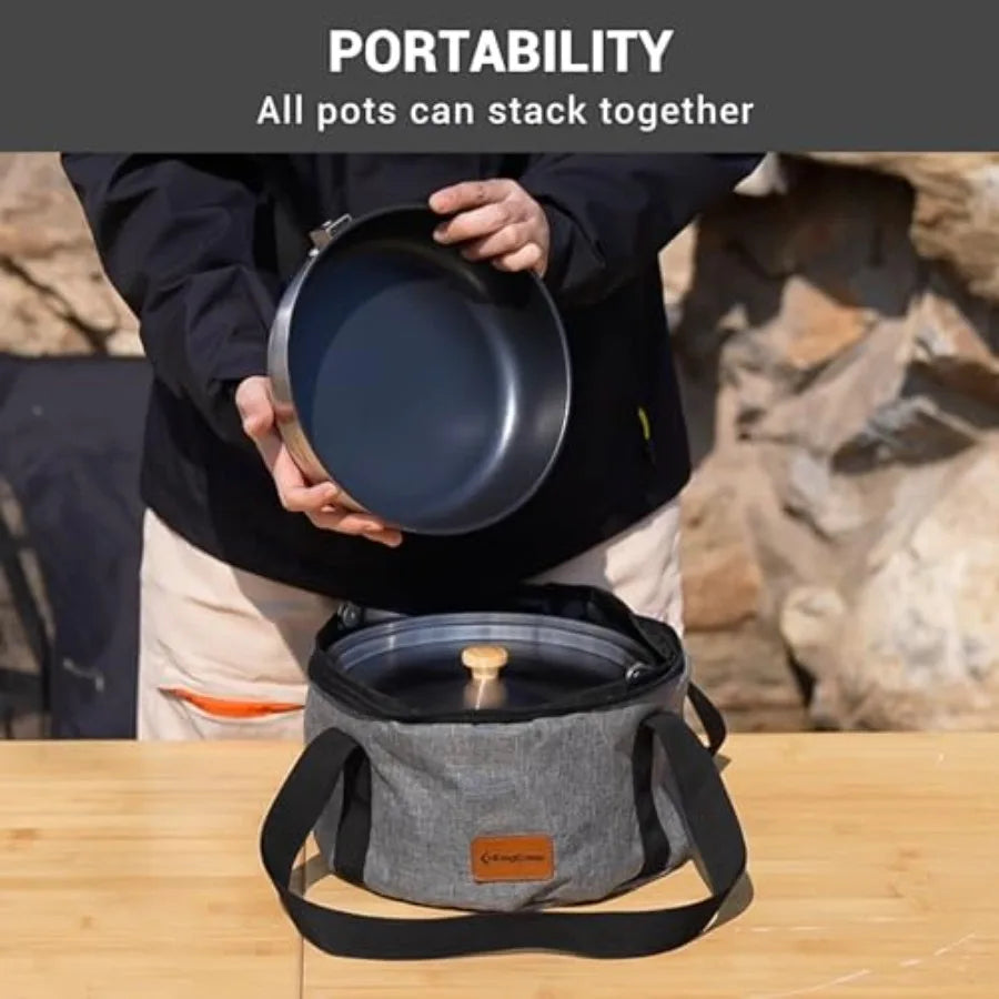 304 Stainless Steel Camping Cookware Set With Travel Tote