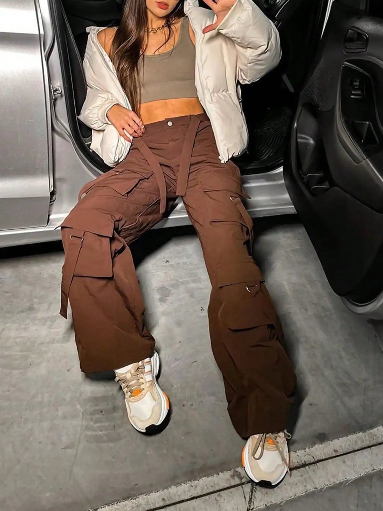 Women's High-Waisted Work Pants Travel Streetwear With Pockets