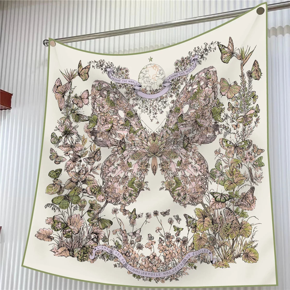 Floral Silk Twill Square Scarf Hijab Shawl For Women